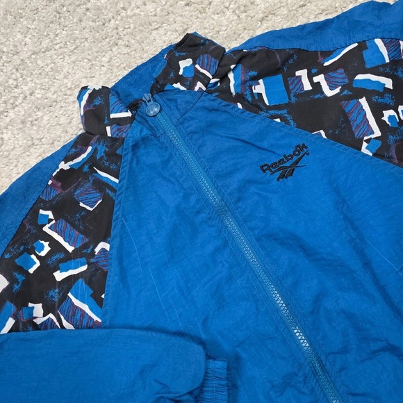 Vintage Reebok Jacket Womens L‎ Blue Full Zip Lightweight Oversized Nylon READ - Picture 1 of 14
